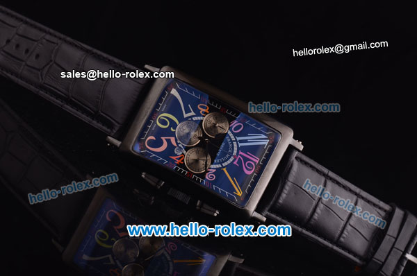 Franck Muller Long Island Chronograph Miyota Quartz Movement PVD Case with Black Dial and Colorful Numeral Markers - Click Image to Close